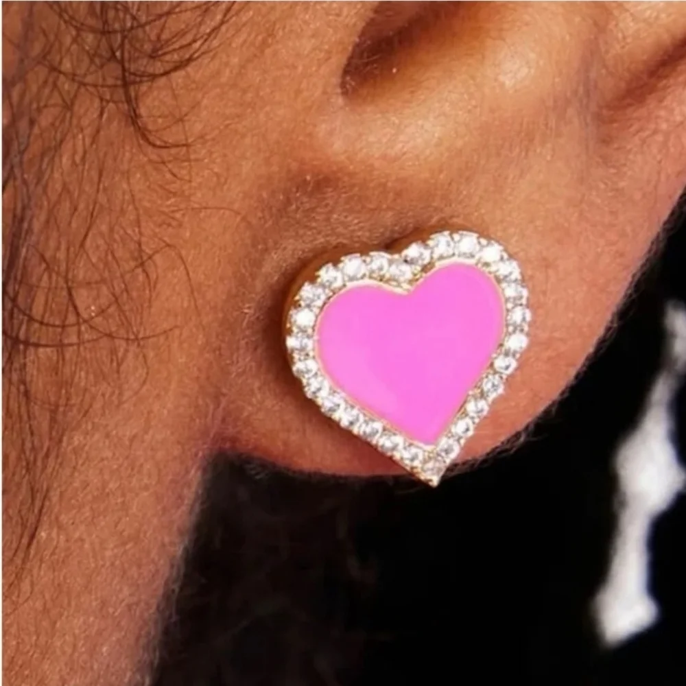 💕▪️Kate Spade ▪️Take Heart Pavé Pink Heart Stud Earrings in Gold Tone ($68)